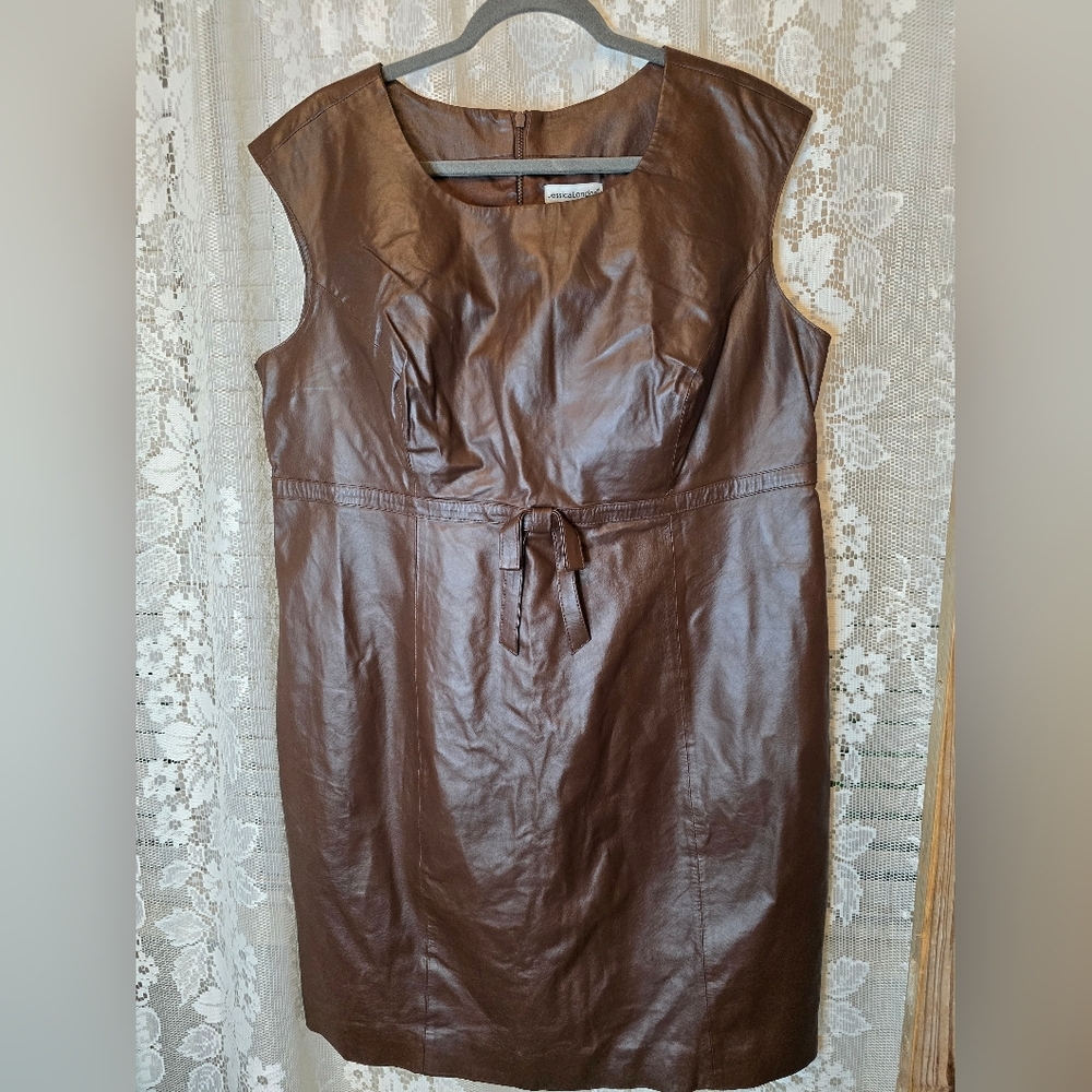 Jessica London, Brown 100% Leather Dress, Sleeveless 16